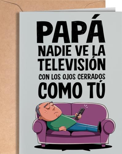 Spanish Funny Fathers Day Card for Dad - Happy Father's Day Card for Dad, Stepdad or Grandpa - Sarcastic Birthday Greeting Cards or Gift from Daughter or Son - EU 27