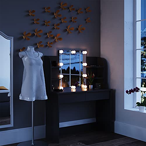 Vicco Schminktisch Charlotte, Kosmetiktisch mit Spiegel, Schwarz, 108 cm...