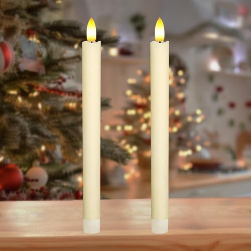 KATELUO Velas LED Efecto Llama, 2 Piezas Velas de Batería Parpadeante, Velas Parpadeante Sin Llama, Vela LED Intermitente para Navidad, Halloween, Acción de Gracias, Boda, Cumpleaños
