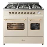 Design rétro et qualité supérieure : cuisinière à gaz électrique de 90 cm de large couleur crème