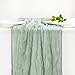Hahuho Sage Green Cheesecloth Table Runner 10ft, Gauze Boho Rustic Table Runners for Wedding Birthday Party Baby Shower Decorations（1 Pack , 35x120 Inches）