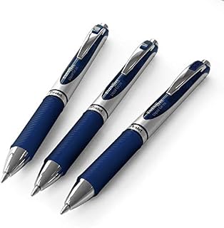 Pentel EnerGel XM BL77 - Retractable Liquid Gel Ink Pen - 0.7mm - 54% Recycled - Navy - Pack of 3