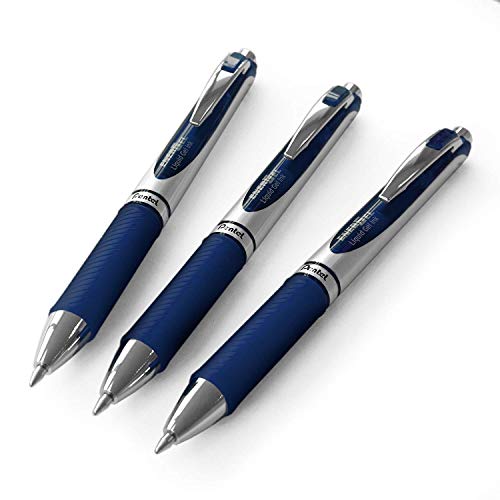 Pentel EnerGel XM BL77 Lot de 3 stylos rétractables à encre gel liquide – 0,7 mm – 54% recyclé – Bleu marine