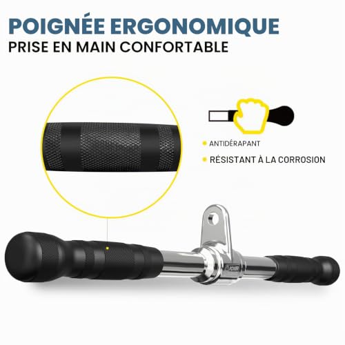 Câble de fixation pour triceps avec corde et barre en V