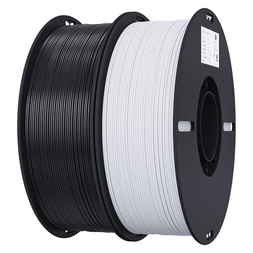 Creality 3D Printer Filament, 1.75mm Bundle 2kg PLA Printer Filament, Dimensional Accuracy +/- 0.02mm, No-Tangling Strong Bonding & Overhang Performance, Fit Most FDM Printer (Black & White 2-Pack)