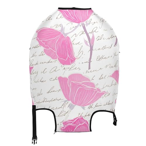 Joisal Luggage Protector Custom Suitcase Covers Pink Flowers White Letter Protection Painting Flight Travel Suitcase Sleeve, L, Fits 26-28 Inch Case2