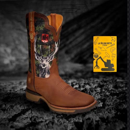 KING USA TEXAS Men's NK Hunter Shell Western Genuine Leather Square Toe Premium Boots for Hunt Rodeo Rancher Cowboy Work4