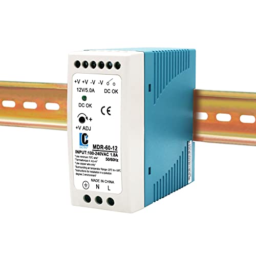DIN Rail DC 12V Switching Power Supply MDR 60W (Input:100-240VAC,Output:12VDC,50/60HZ) Switch Converter (12V 5A)