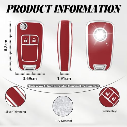 TOOMUME Schlüsselhülle TPU, Autoschlüssel Hülle Passt für Chevrolet Trax Opel Vauxhall Adam Astra Corsa Meriva Mokka Movano Zafira Tourer Buick, Schlüsselcover Schutz Schlüsselgehäuse - 2 Tasten S