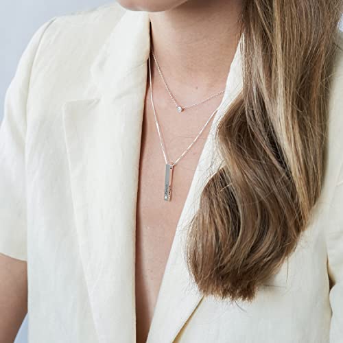 OAK & LUNA - Personalized Pillar Bar Name Necklace With or Without Diamond - Customized Engraved Inscriptions - Pendant Jewelry Gift for Women, Her for Mother's Day, Christmas4