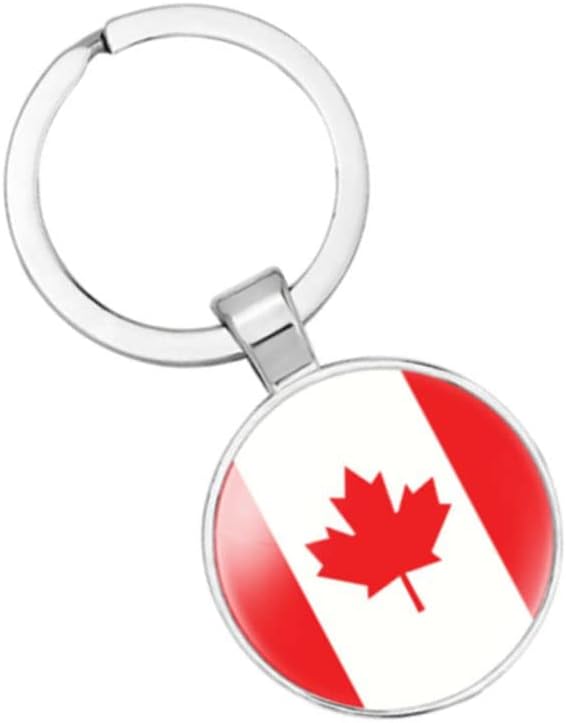 vmcoatdu Canada National Flag Key Chain Keyring Gift Men Women Keychain Stainless Steel and Inlaid Glass Materials - Image 2