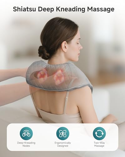 Snailax Cordless Neck Massager with Heat, Rechargeable Shiatsu Neck Back Massager for Pain Relief Deep Tissue, 4D Knead Shoulder Massager Pillow, with Portable Carry Bag, Gifts/Presents for Mom, Dad - Image 3