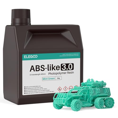 Image of ELEGOO ABS-Like 3D Printer Resin 3.0, 405nm UV-Curing Photopolymer Resin for Mars Saturn Jupiter MSLA DLP LCD 3D Printing with Strength and Toughness, High Precision, Low Viscosity, Mint Green 2000g