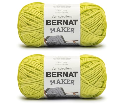 Bernat Maker Acid Yarn - 2 Pack of 250 g / 8.8 oz - 75% Cotton 25% Nylon - 5 Bulky - 290m /317Yards - for Knitting, Crochet and Amigurumi