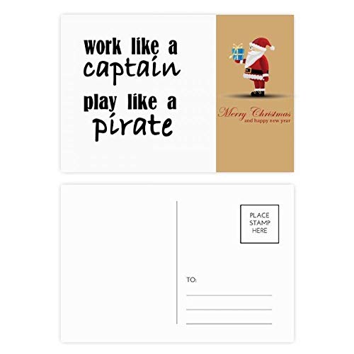 Cartes postales Work Like Captain Play Like Pirate Père Noël pour rompre l'ennui des vœux de Noël