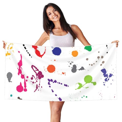 HDTVTV Salpicaduras de Pintura Abstracta Impresas,Toalla de Playa de Terciopelo Toalla de baño Ultra Suave Manta de Playa de Secado rápido