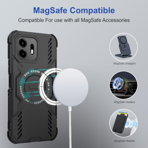 Image of Zapcase Back Case Cover for Oneplus N6 5G | Magnetic Case with Built-in Metal Ring | Supports MagSafe Charger, Wallet & Car Mount | Shockproof Hybrid PC + TPU | Black