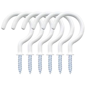 yuntop 12 Pack Vinyl Coated Ceiling Hooks,Screw-in Mug Hooks,Multi-Function Wall Hooks Kitchen Hooks Cup Hooks for Indoors Outdoors (White, 1-1/4 Inch)
