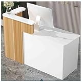 Moderner L-förmiger Empfangstisch mit Schubladen, Rezeption, Kasse, sichere Aufbewahrung, Arbeitsplatz für Büro, Empfang, Zimmertisch (Holz, R 140 x 59,9 x 74,9 cm)