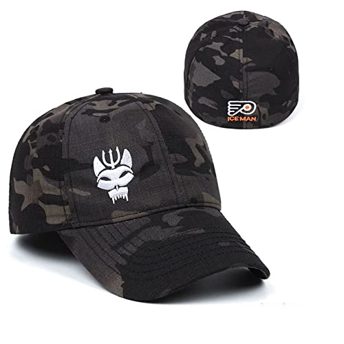 Gorra de béisbol negra de camuflaje de la Marina de los Estados Unidos, equipo Seis, ajuste flexible, con sellos tácticos, Trident Airsoft, Negro, 5 1/4-6 1/2