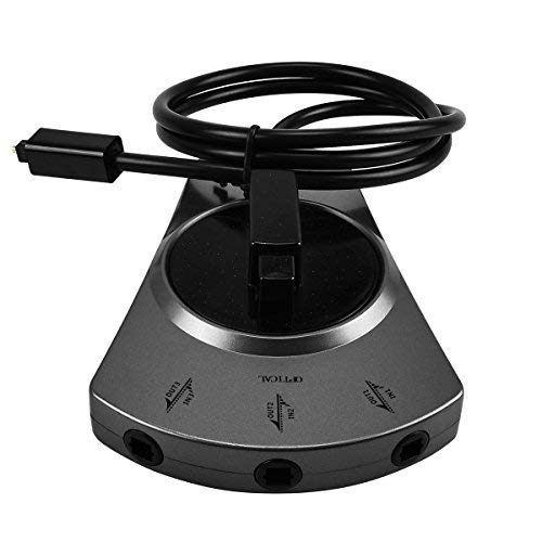 EMK Fiber Optical Splitter Switch - 3 Way in/Out Digital Toslink Optical Audio Splitter Manual Switch with Fiber Optic Cable (Optical Fiber Audio 1 in 3 Out)