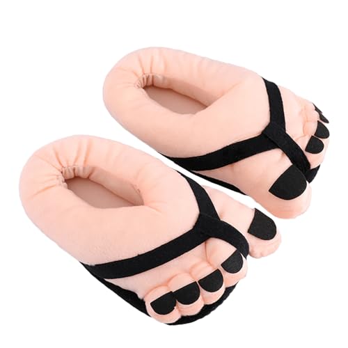 PuzzleGame Funny Foot Plush Novelty Slippers | Big Toe Shoes | Creative Cotton Slippers | Interesting Toe Design Winter Shoes for Men & Women