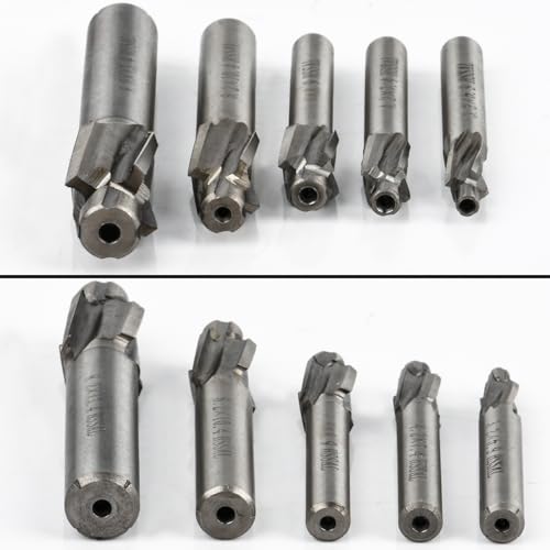 BATINO 5 Stück Senker Schaftfräser, CNC Fräser Metall Schaftfräser, HSS-AL M3 M4 M5 M6 M8 4 zapfensenker Flöten Senker Schaftfräse Slot Bohrer zum Fräsen von Kupfer, Aluminium, Stahl, Gusseisen