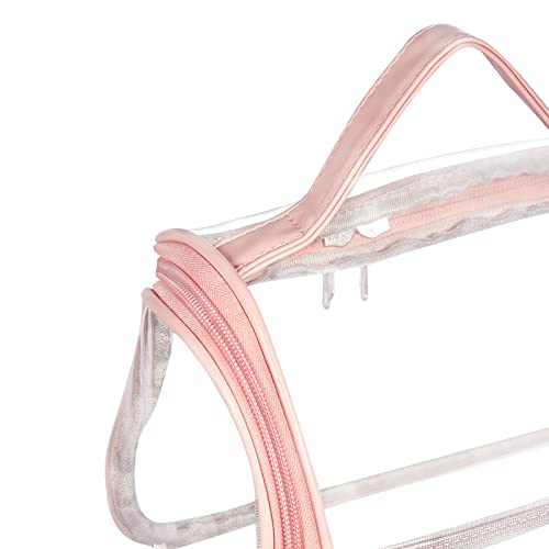 Haoguagua Heavy Duty Clear Cosmetic Bag Waterproof Transparent Travel Makeup Toiletry Organizer Bag (Pink) #TOP4