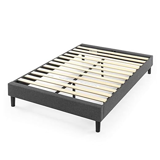 ZINUS Curtis Upholstered Platform Bed Frame / Mattress Foundation / Wood Slat Support / No Box Spring Needed / Easy Assembly, Grey, Queen
