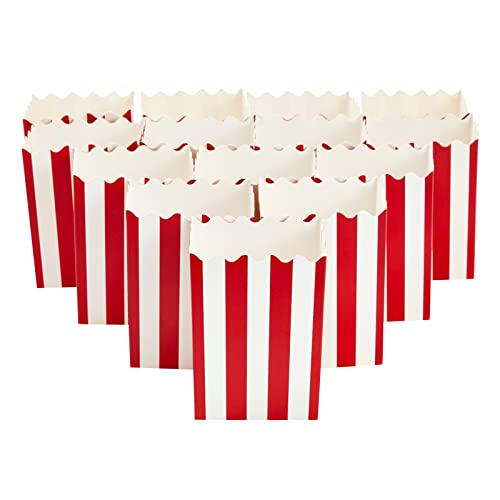 100 Pack Red And White Mini Popcorn Boxes For Party, Bulk Paper Popcorn Containers For Movie Night Decorations (3 X 4 In) #TOP6