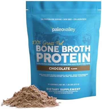 Paleovalley 100% Grass Fed Beef Bone Broth Protein Powder - Rich ...