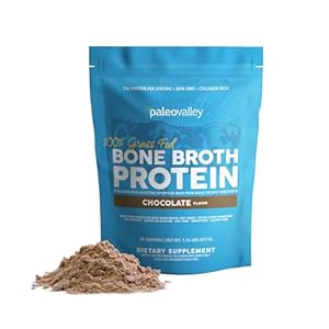 Paleovalley 100% Grass Fed Beef Bone Broth Protein Powder – Rich in Collagen Peptides for Hair, Skin, Gut Health, Bone and Joint Support – 13g Protein Per Serving – No Gluten or GMOs – Chocolate