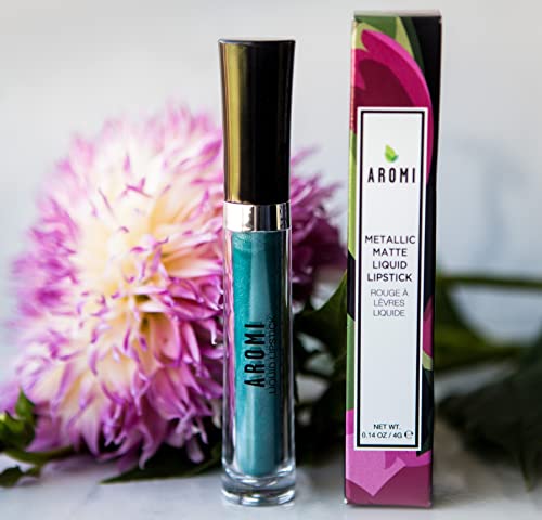 Aromi Green Teal Metallic Matte Liquid Lipstick | Shimmery Finish, Vegan, Cruelty-Free, Long-Lasting, (Mermaid Tail) #TOP6