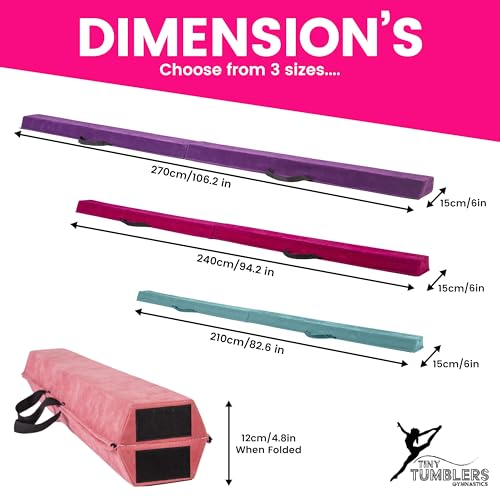 Gymnastics Beam For Kids - Amazing Balance Equipment For Children at Home -210/240/270cm - Faux Suede, High Density EVA Foam - Flash Cards, Carry Straps, Carry Case and Multiple Colours! - Image 5