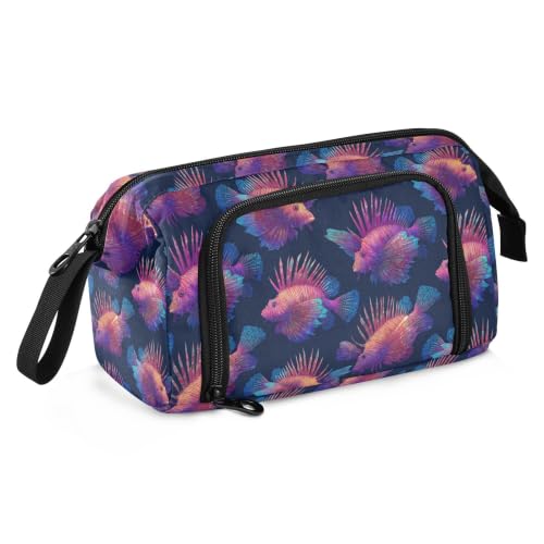 Image of Fisyme Colorful Ocean Fishes Pencil Case Large Capacity Pen Bags Box Big Makeup Pouch Organizer