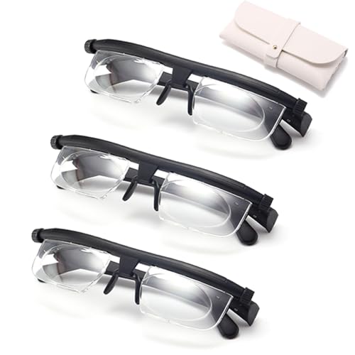 NJALA Adjustable Focus Glasses Dial Vision near and Far Sight, Flex Focal Adjustable Glasses Dial Vision, -6.0 - +3.0 (3 set)