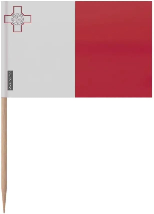 Malta Flag Toothpicks in Various Sizes 100 Pieces 6.5 cm