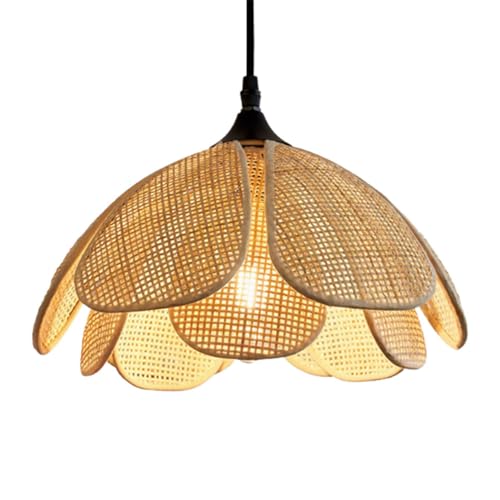Lámpara de mimbre de 50 cm para comedor con pantalla de cesta bohemia y cable ajustable 8