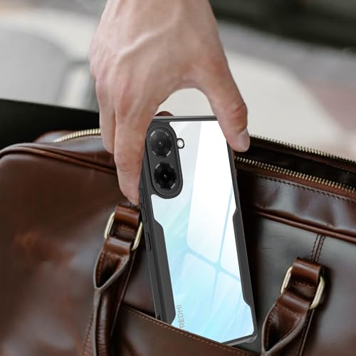 Image of A rtistque Clear Hard Transparent Acrylic Armor Anti-Drop Shockproof TPU Edge Back Cover Case for Poco C71 4G / Redmi A5 4G - Black