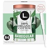 L. Cotton Tampons Regular Absorbency, Contains an Organic Cotton Core, Made Without Synthetic Pesticides, or Fragrances, 84 Count