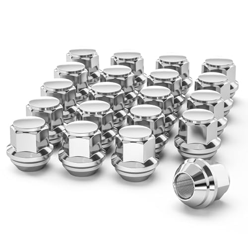 GAsuppply M12 x 1,5 Chrom OEM Factory Style Große Eichel Sitz Lug Muttern für die meisten Ford Fiesta Focus Fusion Fabrik Räder – 20 Stück Chrom geschlossenes Ende M12 x 1,5 Lug Nuts