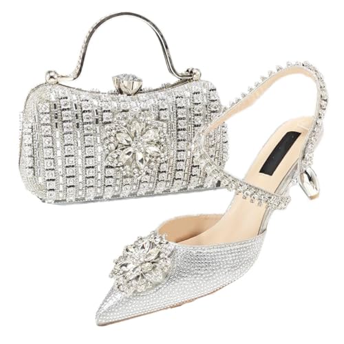 Sacs dorés à talons en strass style nigérian pour femme avec pochette de mariage 44 EU