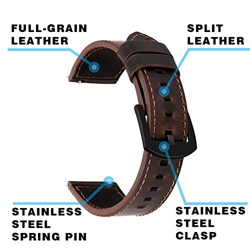 Ibazal 22Mm Gear S3 Frontier Classic Watchband Galaxy Watch 46Mm Genuine Leather Strap Compatible With Samsung Galaxy Watch 3 45Mm/Huawei Watch Gt/Gt 2/Pro/2E/Gt 3 46Mm Men-Coffee+Black Clasp #TOP1