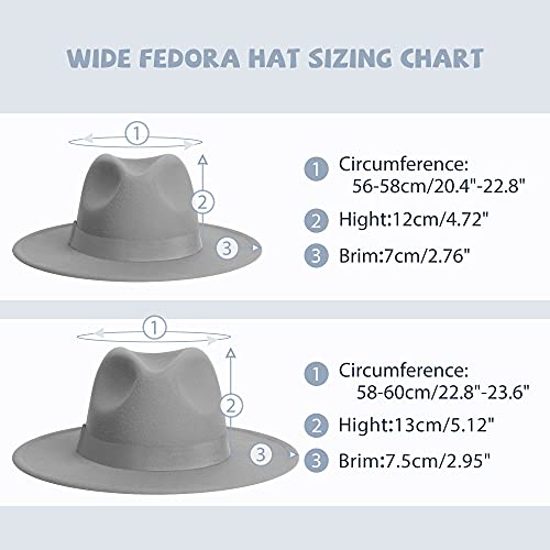 Image of Womens & Mens Fedora Hats, Wide Brim Fedora Hats for Women Men