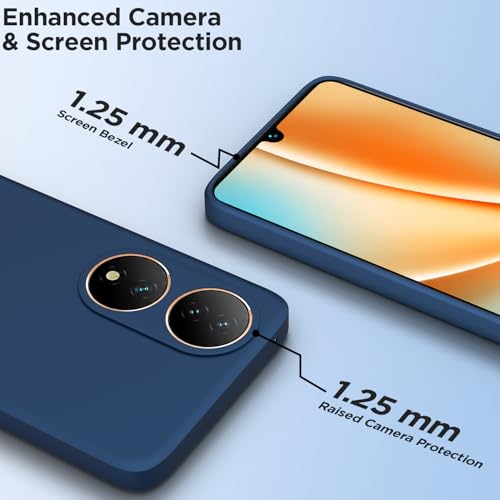Image of Outlouders Back Cover for Vivo Y100 5G | Camera Protection | Durable Soft Matte Silicone Bumper Case (Blue)