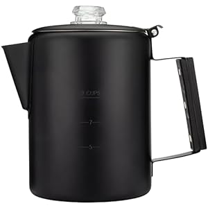 COLETTI Bozeman Percolator Coffee Pot — Camping Coffee Pot, Coffee Percolator – America’s Sleekest Percolator – Pure Stainless Steel, NO Aluminum or Plastic [Black Coat, 9 cup]