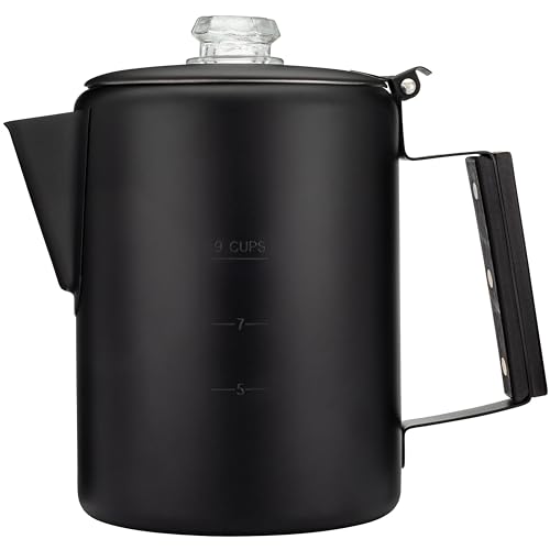 COLETTI Bozeman Black Percolator Coffee Pot — Camping Coffee Pot — America’s Sleekest Percolator – NO Aluminum or Plastic [9 cup] by COLETTI - Used condition - US$33.39