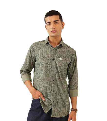 Image of Majestic Man Stylish Geomatric Print Casual Shirt - Pure Cotton| Full Sleeve | Trendy & Comfortable