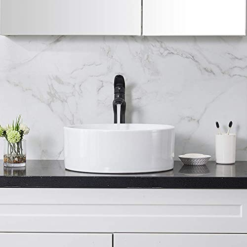 VCCUCINE Modern 16.3‘’ Bathroom Porcelain Round White Ceramic Vessel Sink, Countertop Sink for Lavatory Vanity Cabinet