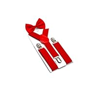 SPORTARC Straps- und Fliegen-Sets für Kinder, elastisch und verstellbar, für Jungen und Mädchen, rot